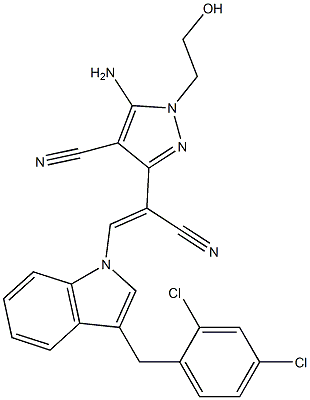 5-amino-3-{1-cyano-2-[3-(2,4-dichlorobenzyl)-1H-indol-1-yl]vinyl}-1-(2-hydroxyethyl)-1H-pyrazole-4-carbonitrile