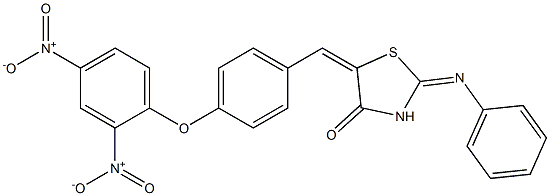 5-(4-{2,4-bisnitrophenoxy}benzylidene)-2-(phenylimino)-1,3-thiazolidin-4-one Struktur