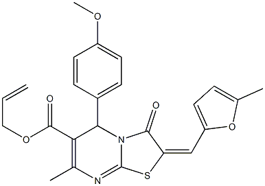 allyl 5-(4-methoxyphenyl)-7-methyl-2-[(5-methyl-2-furyl)methylene]-3-oxo-2,3-dihydro-5H-[1,3]thiazolo[3,2-a]pyrimidine-6-carboxylate Structure