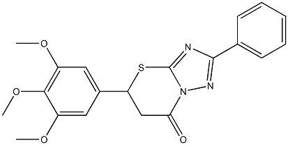 2-phenyl-5-(3,4,5-trimethoxyphenyl)-5,6-dihydro-7H-[1,2,4]triazolo[5,1-b][1,3]thiazin-7-one,,结构式