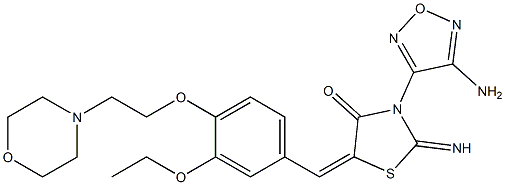 3-(4-amino-1,2,5-oxadiazol-3-yl)-5-{3-ethoxy-4-[2-(4-morpholinyl)ethoxy]benzylidene}-2-imino-1,3-thiazolidin-4-one Structure