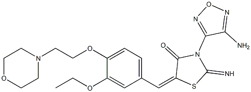 3-(4-amino-1,2,5-oxadiazol-3-yl)-5-{3-ethoxy-4-[2-(4-morpholinyl)ethoxy]benzylidene}-2-imino-1,3-thiazolidin-4-one 结构式