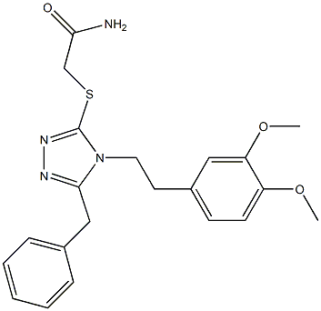 2-({5-benzyl-4-[2-(3,4-dimethoxyphenyl)ethyl]-4H-1,2,4-triazol-3-yl}sulfanyl)acetamide,,结构式