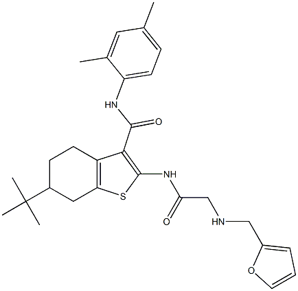 6-tert-butyl-N-(2,4-dimethylphenyl)-2-({[(2-furylmethyl)amino]acetyl}amino)-4,5,6,7-tetrahydro-1-benzothiophene-3-carboxamide Structure