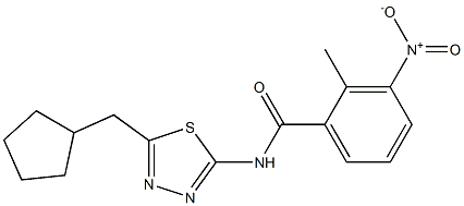 N-[5-(cyclopentylmethyl)-1,3,4-thiadiazol-2-yl]-3-nitro-2-methylbenzamide,,结构式