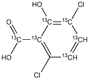 3,6-Dichloro-2-hydroxybenzoic  acid-13C6  (ring-13C6),  3,6-Dichlorosalicylic  acid-13C6  (ring-13C6) Struktur