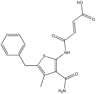 (E)-4-{[3-(aminocarbonyl)-5-benzyl-4-methyl-2-thienyl]amino}-4-oxo-2-butenoic acid,,结构式