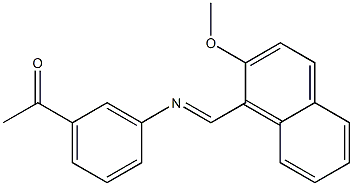 1-(3-{[(E)-(2-methoxy-1-naphthyl)methylidene]amino}phenyl)-1-ethanone Struktur