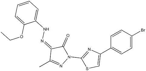 1-[4-(4-bromophenyl)-1,3-thiazol-2-yl]-3-methyl-1H-pyrazole-4,5-dione 4-[N-(2-ethoxyphenyl)hydrazone],,结构式