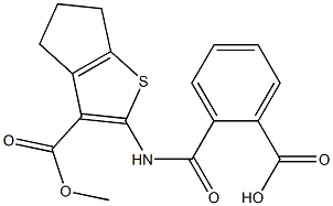 2-({[3-(methoxycarbonyl)-5,6-dihydro-4H-cyclopenta[b]thiophen-2-yl]amino}carbonyl)benzoic acid,,结构式