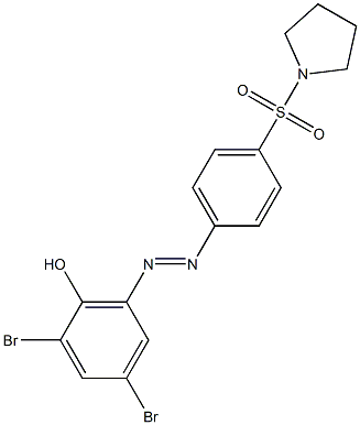 2,4-dibromo-6-{(E)-2-[4-(1-pyrrolidinylsulfonyl)phenyl]diazenyl}phenol 化学構造式
