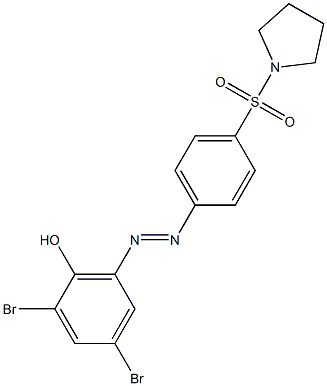 2,4-dibromo-6-{(E)-2-[4-(1-pyrrolidinylsulfonyl)phenyl]diazenyl}phenol 结构式