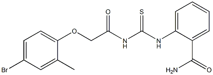 2-[({[2-(4-bromo-2-methylphenoxy)acetyl]amino}carbothioyl)amino]benzamide,,结构式