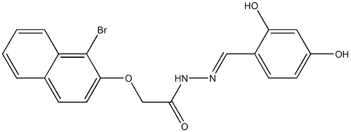 2-[(1-bromo-2-naphthyl)oxy]-N'-[(E)-(2,4-dihydroxyphenyl)methylidene]acetohydrazide,,结构式