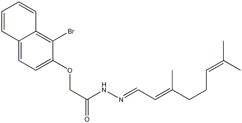 2-[(1-bromo-2-naphthyl)oxy]-N'-[(E,2E)-3,7-dimethyl-2,6-octadienylidene]acetohydrazide Structure