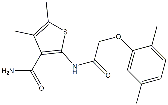 2-{[2-(2,5-dimethylphenoxy)acetyl]amino}-4,5-dimethyl-3-thiophenecarboxamide 结构式