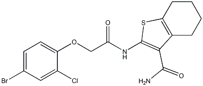 2-{[2-(4-bromo-2-chlorophenoxy)acetyl]amino}-4,5,6,7-tetrahydro-1-benzothiophene-3-carboxamide Structure