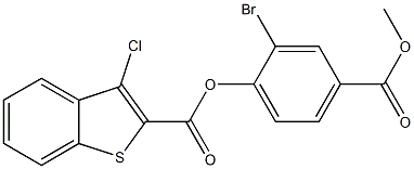 2-bromo-4-(methoxycarbonyl)phenyl 3-chloro-1-benzothiophene-2-carboxylate,,结构式