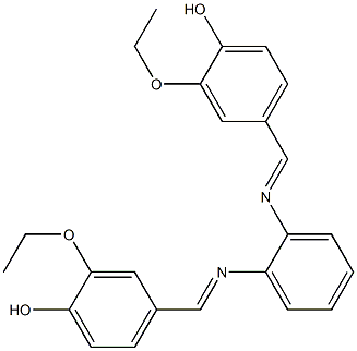 2-ethoxy-4-{[(2-{[(E)-(3-ethoxy-4-hydroxyphenyl)methylidene]amino}phenyl)imino]methyl}phenol Structure