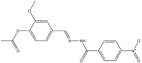 2-methoxy-4-{[(E)-2-(4-nitrobenzoyl)hydrazono]methyl}phenyl acetate,,结构式
