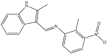 N-[(E)-(2-methyl-1H-indol-3-yl)methylidene]-N-(2-methyl-3-nitrophenyl)amine,,结构式