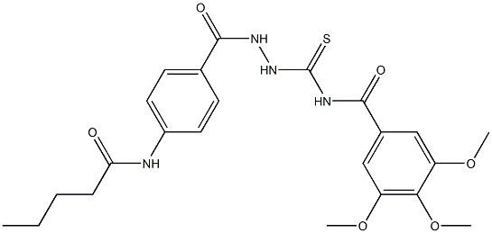 3,4,5-trimethoxy-N-({2-[4-(pentanoylamino)benzoyl]hydrazino}carbothioyl)benzamide Struktur