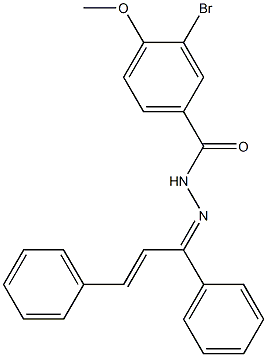 3-bromo-N'-[(Z,2E)-1,3-diphenyl-2-propenylidene]-4-methoxybenzohydrazide 化学構造式