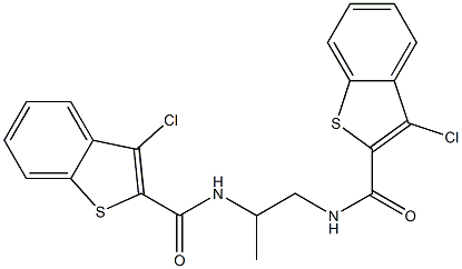 3-chloro-N-(2-{[(3-chloro-1-benzothiophen-2-yl)carbonyl]amino}-1-methylethyl)-1-benzothiophene-2-carboxamide 化学構造式