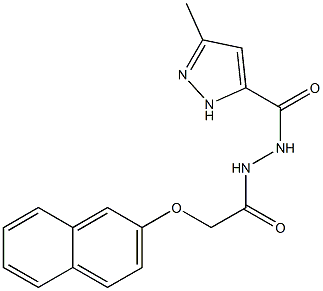 3-methyl-N'-[2-(2-naphthyloxy)acetyl]-1H-pyrazole-5-carbohydrazide Struktur