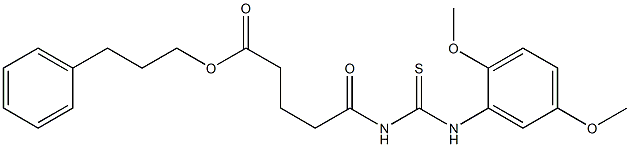 3-phenylpropyl 5-{[(2,5-dimethoxyanilino)carbothioyl]amino}-5-oxopentanoate Struktur