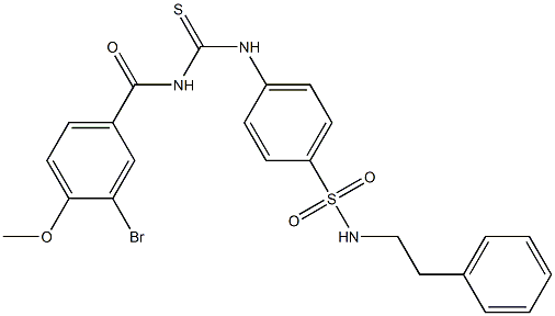 4-({[(3-bromo-4-methoxybenzoyl)amino]carbothioyl}amino)-N-phenethylbenzenesulfonamide Structure