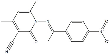 4,6-dimethyl-1-{[(E)-1-(4-nitrophenyl)ethylidene]amino}-2-oxo-1,2-dihydro-3-pyridinecarbonitrile,,结构式