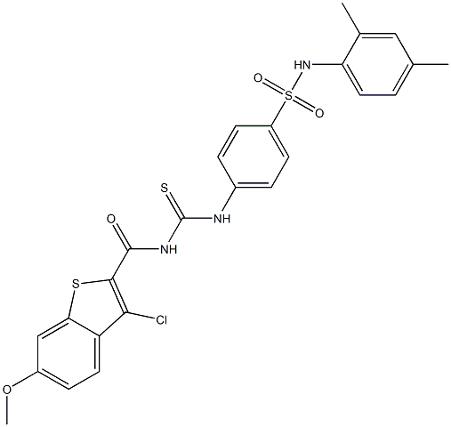 4-[({[(3-chloro-6-methoxy-1-benzothiophen-2-yl)carbonyl]amino}carbothioyl)amino]-N-(2,4-dimethylphenyl)benzenesulfonamide|