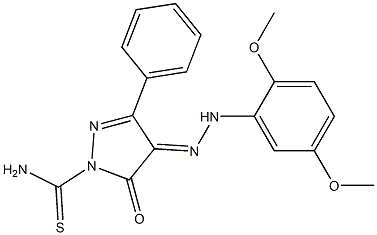 4-[(E)-2-(2,5-dimethoxyphenyl)hydrazono]-5-oxo-3-phenyl-4,5-dihydro-1H-pyrazole-1-carbothioamide,,结构式