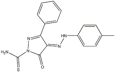 4-[(E)-2-(4-methylphenyl)hydrazono]-5-oxo-3-phenyl-4,5-dihydro-1H-pyrazole-1-carbothioamide Struktur