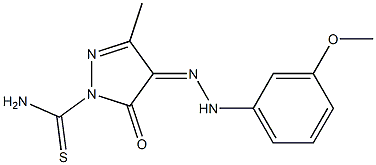 4-[(Z)-2-(3-methoxyphenyl)hydrazono]-3-methyl-5-oxo-1H-pyrazole-1(5H)-carbothioamide,,结构式