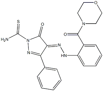 4-{(E)-2-[2-(4-morpholinylcarbonyl)phenyl]hydrazono}-5-oxo-3-phenyl-4,5-dihydro-1H-pyrazole-1-carbothioamide 化学構造式