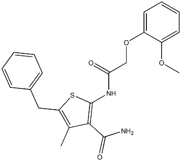 5-benzyl-2-{[2-(2-methoxyphenoxy)acetyl]amino}-4-methyl-3-thiophenecarboxamide Structure