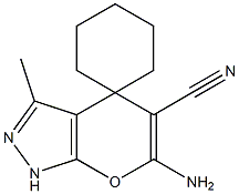 6'-amino-3'-methyl-1'H-spiro[cyclohexane-1,4'-pyrano[2,3-c]pyrazole]-5'-carbonitrile 化学構造式