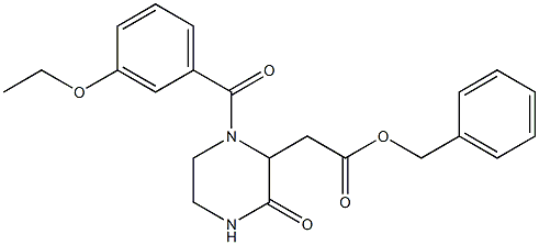 benzyl 2-[1-(3-ethoxybenzoyl)-3-oxo-2-piperazinyl]acetate Struktur