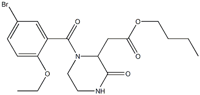 butyl 2-[1-(5-bromo-2-ethoxybenzoyl)-3-oxo-2-piperazinyl]acetate 结构式