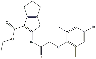 ethyl 2-{[2-(4-bromo-2,6-dimethylphenoxy)acetyl]amino}-5,6-dihydro-4H-cyclopenta[b]thiophene-3-carboxylate 结构式