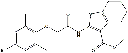 methyl 2-{[2-(4-bromo-2,6-dimethylphenoxy)acetyl]amino}-4,5,6,7-tetrahydro-1-benzothiophene-3-carboxylate Struktur