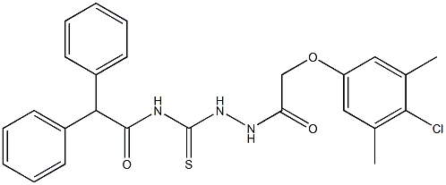 N-({2-[2-(4-chloro-3,5-dimethylphenoxy)acetyl]hydrazino}carbothioyl)-2,2-diphenylacetamide Struktur