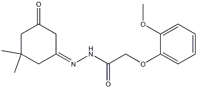 N'-(3,3-dimethyl-5-oxocyclohexylidene)-2-(2-methoxyphenoxy)acetohydrazide Struktur