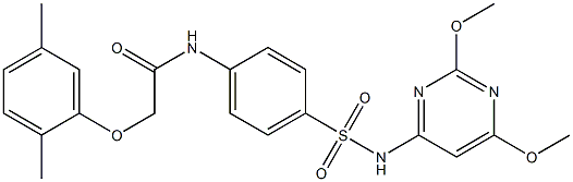 N-(4-{[(2,6-dimethoxy-4-pyrimidinyl)amino]sulfonyl}phenyl)-2-(2,5-dimethylphenoxy)acetamide Struktur