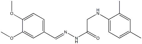 N'-[(E)-(3,4-dimethoxyphenyl)methylidene]-2-(2,4-dimethylanilino)acetohydrazide Struktur