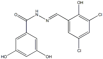 N'-[(E)-(3,5-dichloro-2-hydroxyphenyl)methylidene]-3,5-dihydroxybenzohydrazide,,结构式