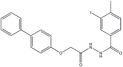 N'-[2-([1,1'-biphenyl]-4-yloxy)acetyl]-3-iodo-4-methylbenzohydrazide Struktur