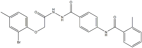 N-[4-({2-[2-(2-bromo-4-methylphenoxy)acetyl]hydrazino}carbonyl)phenyl]-2-methylbenzamide 化学構造式